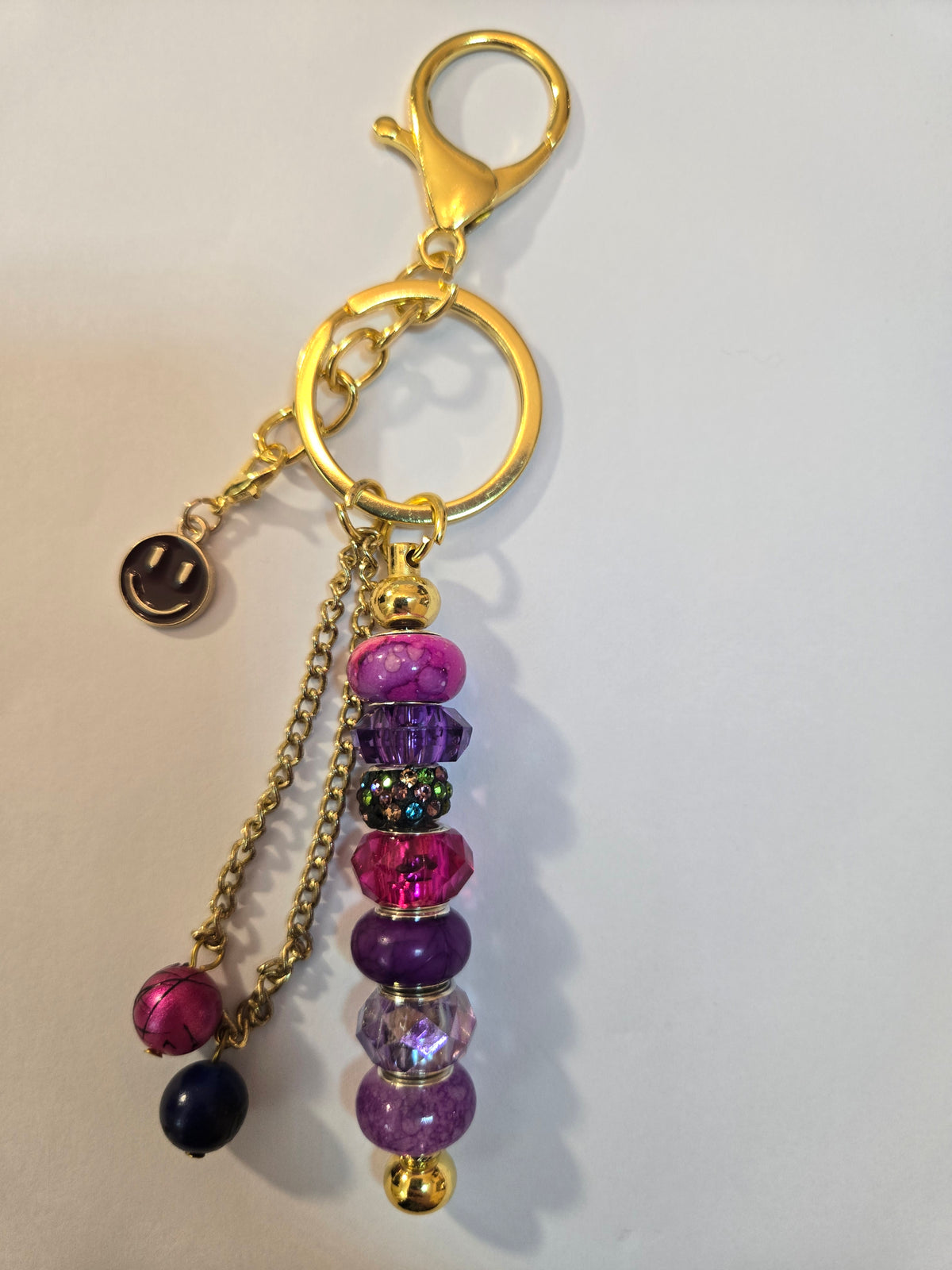 GL16 Magenta and Purple Beaded Keychain with Beaded chains
