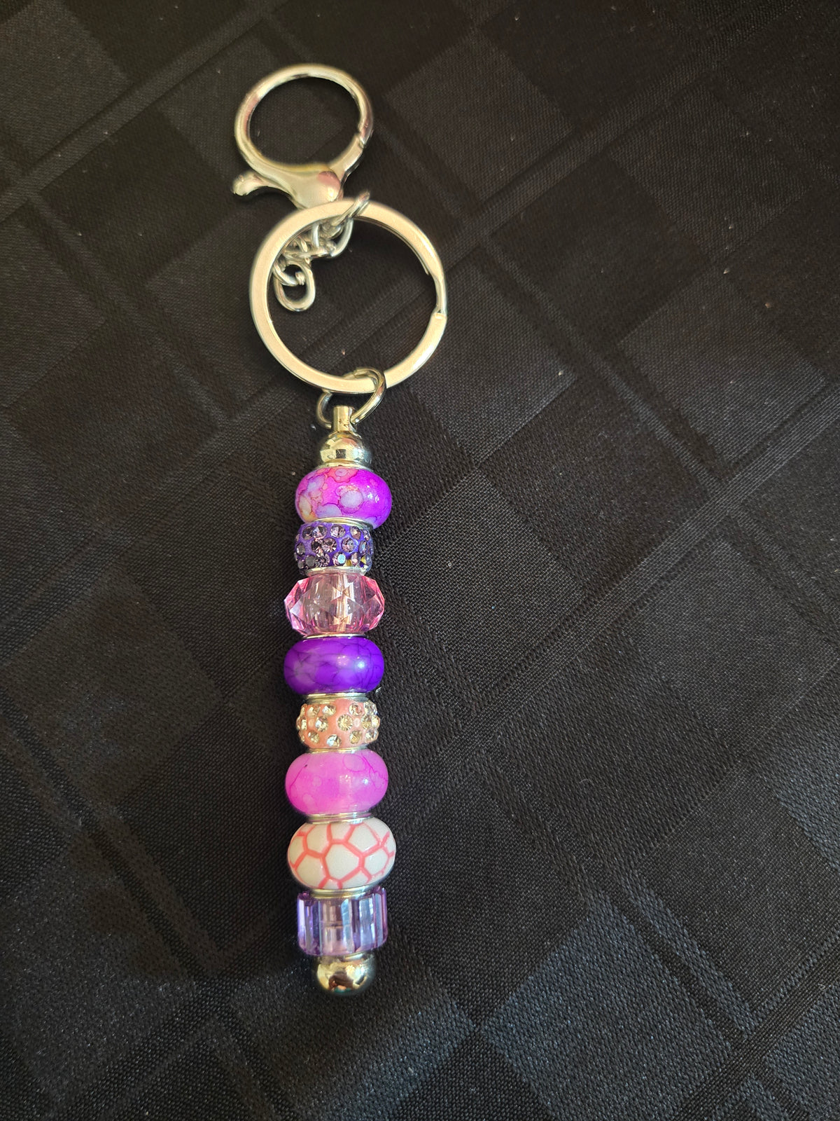 SL37 Pink and Purple Beaded Keychain