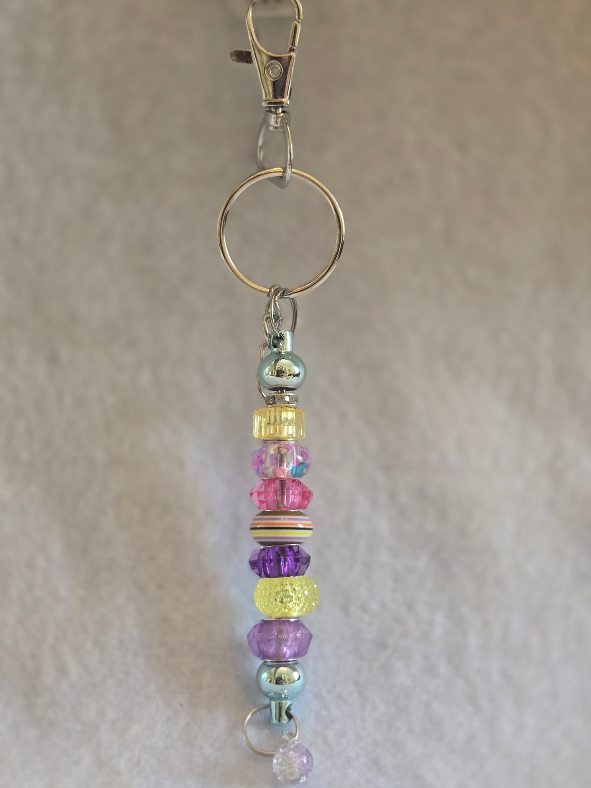 S2-3 Purple, Yellow, and Pink Beaded Keychain