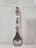 BO2 Pink, Black, and White Beaded bottle Opener