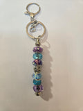 SL20 Teal and Purple Beaded Keychain