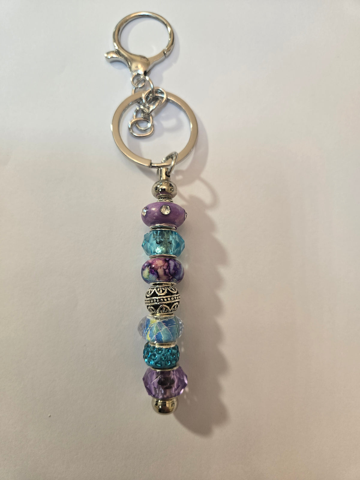 SL20 Teal and Purple Beaded Keychain