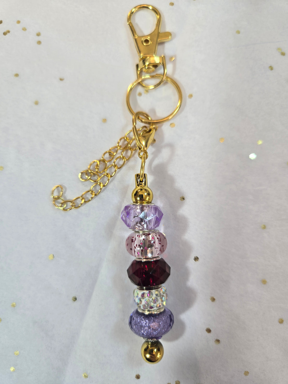 GS16 Maroon and Lavender SigKap Short Beaded Keychain
