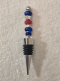 W2 Red, White, and Blue Beaded wine bottle stopper