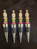 W10 Pink Christmas Beaded Wine Bottle Stopper