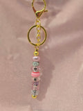 K1 Light Pink with Gold Beaded Keychain