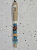 BC13 Brown and Teal Beaded Box Cutter