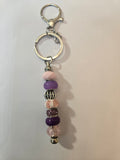 SL28 Pink, Purple, and Silver Beaded Keychain (b)