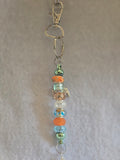S2-10 Turquoise and Orange Beaded Keychain