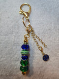 GS9 Blue and Green Beaded Keychain with smiley face