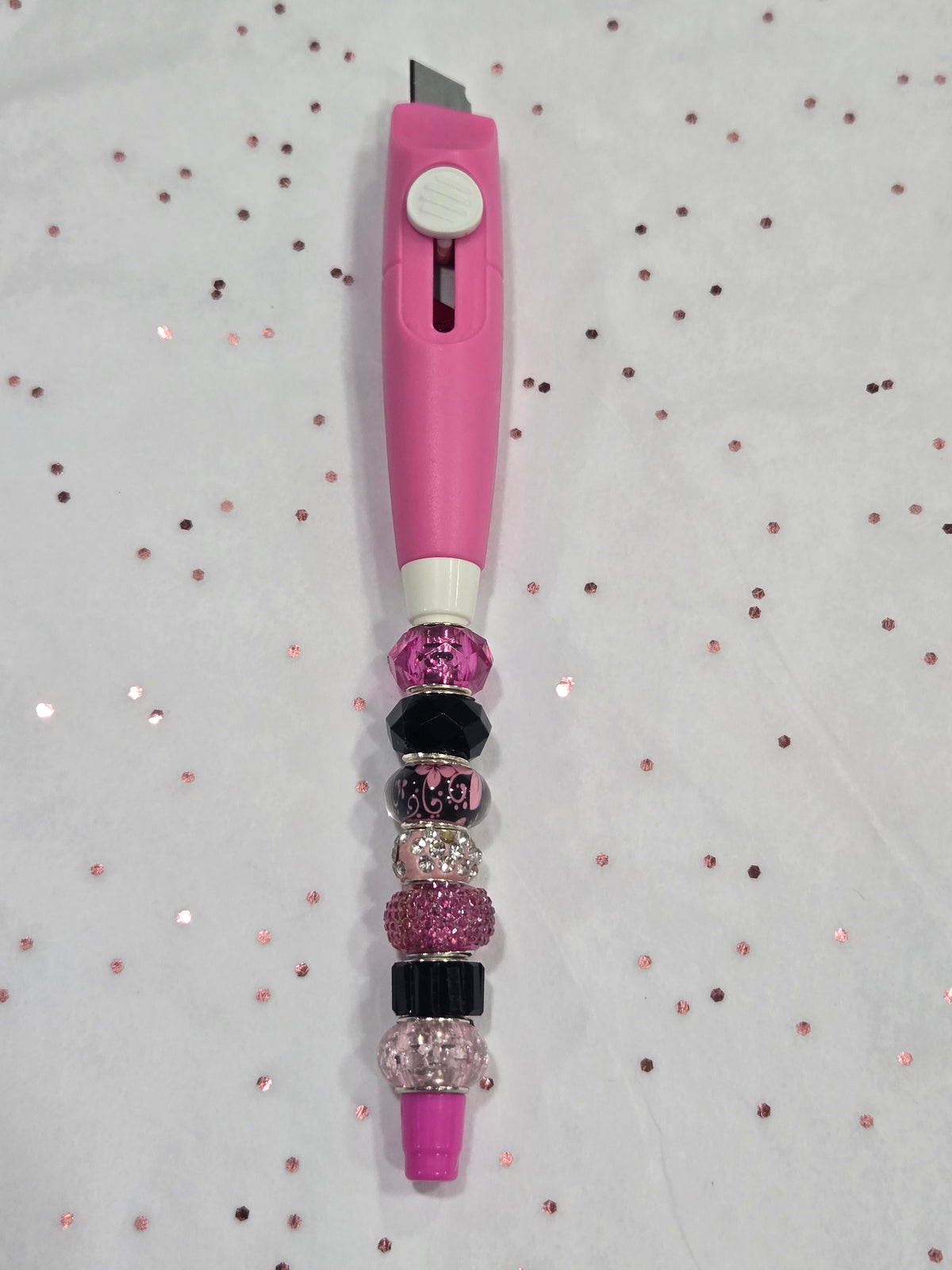 BC6 Hot Pink and Black Beaded Box Cutter