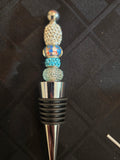 W16 Turquoise Snowman Beaded Wine Bottle Stopper