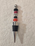 W4 Black, White, and Red Beaded Wine Bottle Stopper