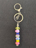 SL14 Yellow, Pink, & Blue Beaded Keychain