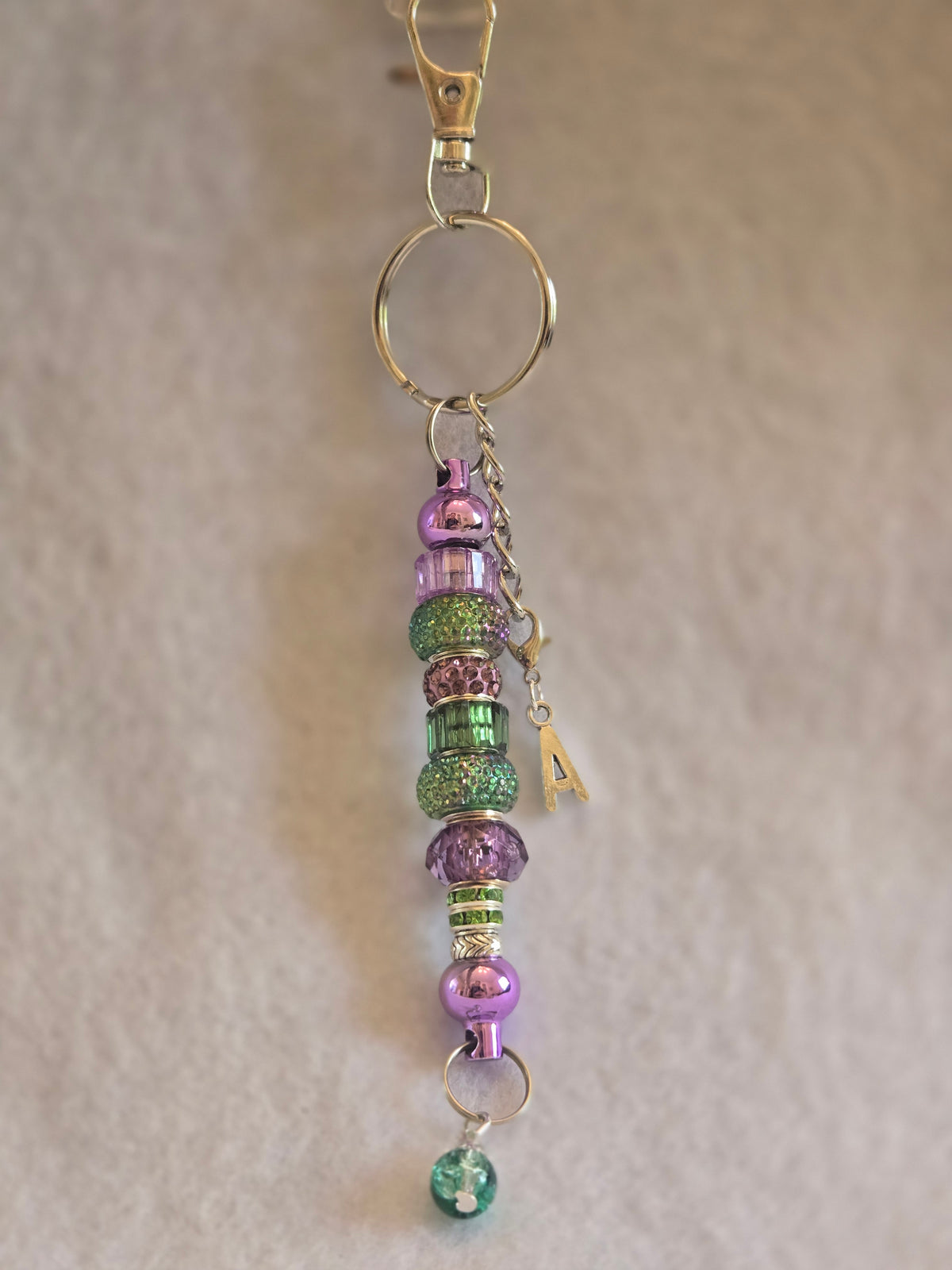 S2-5 Purple Peacock Beaded Keychain