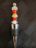 W11 Red and Green Christmas Beaded Wine Bottle Stopper