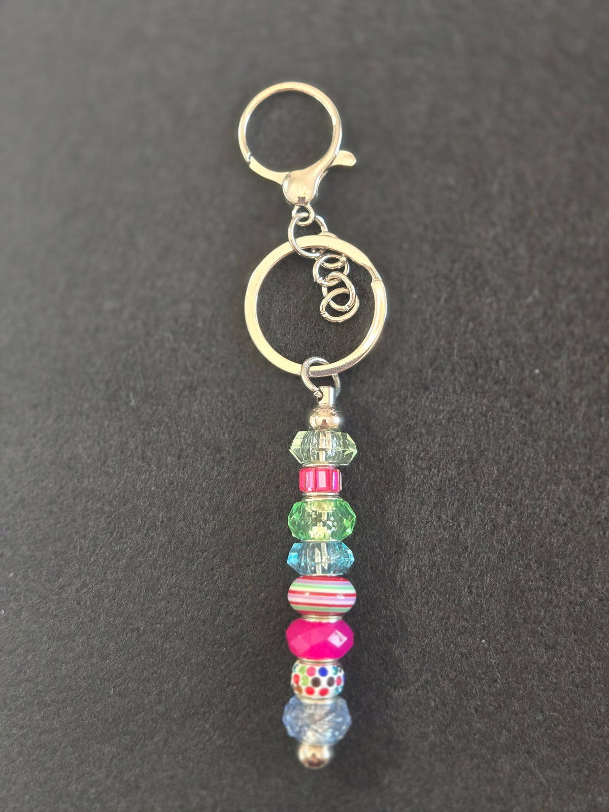 SL10 Magenta, Green, & Blue Beaded Keychain