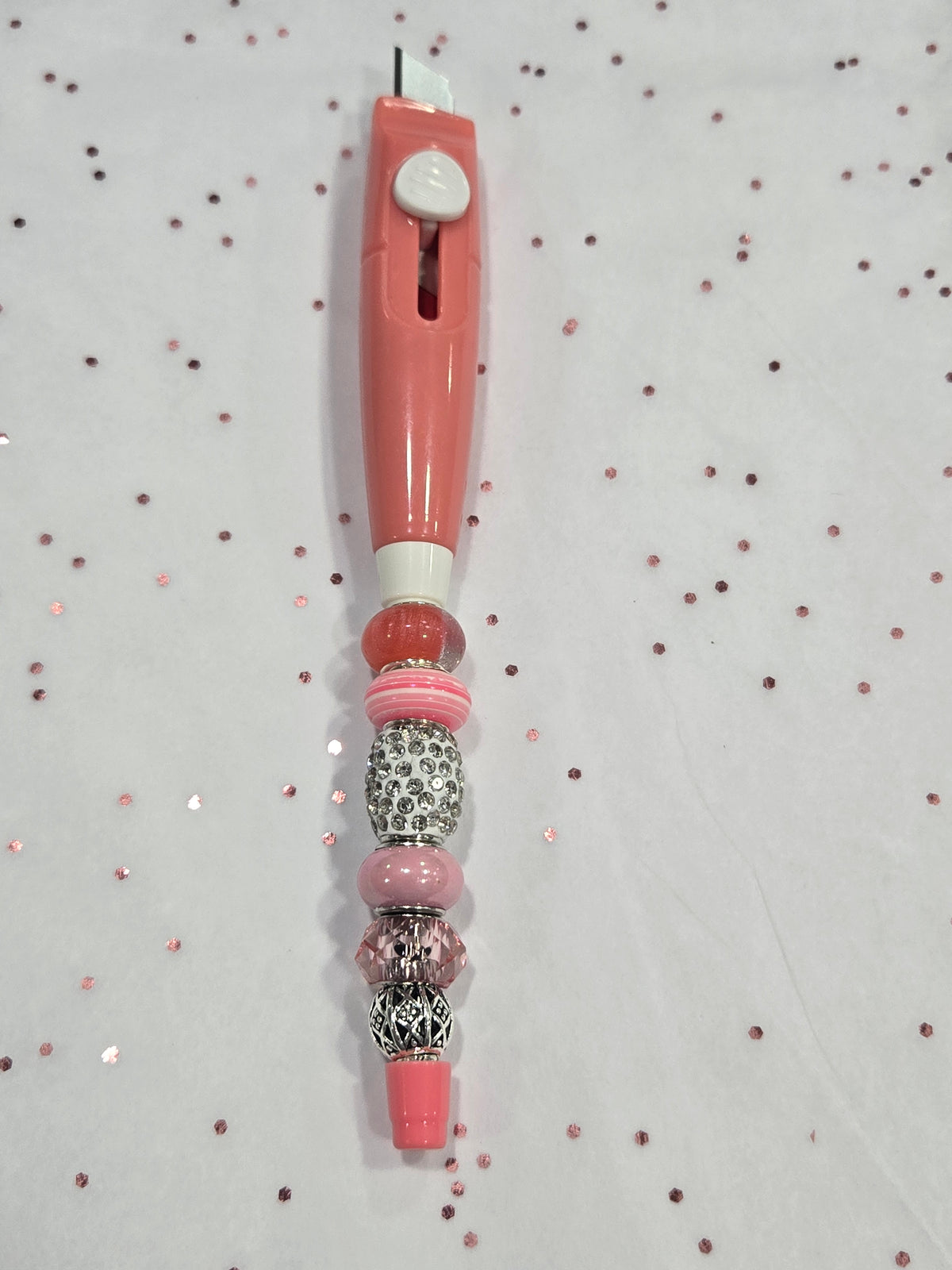 BC8 Peach and Silver Beaded Box Cutter