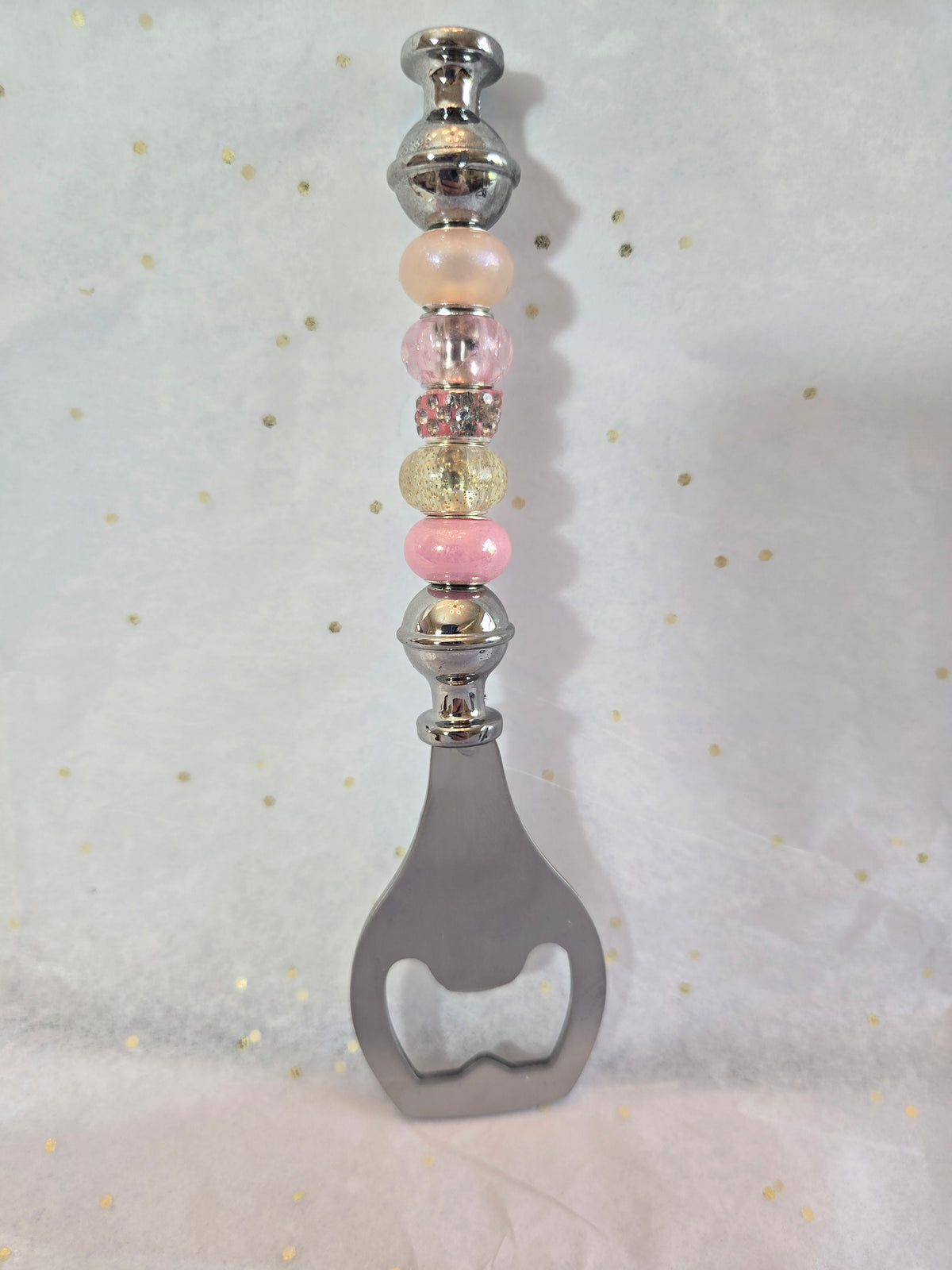 BO3 Pink and Gold Beaded Bottle Opener