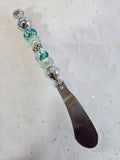 BK4 Teal and Silver Beaded Butter Knife