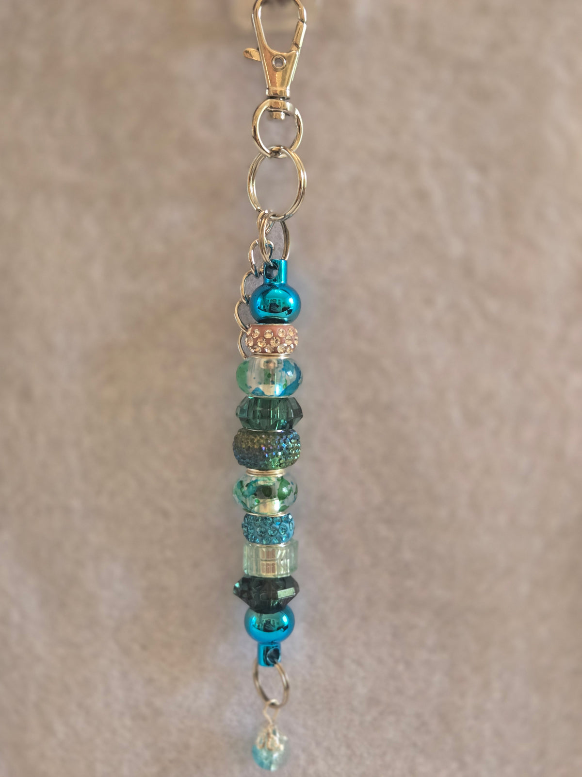 S2-4 Blue Peacock Beaded Keychain