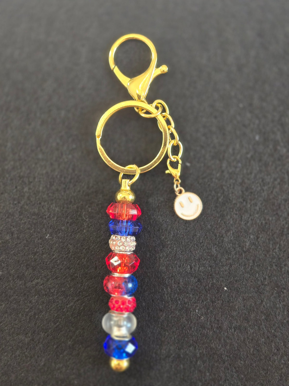GL7 American Pride Beaded Keychain with smiley face