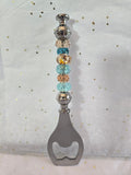 BO5 Teal and Tan Beaded Bottle Opener