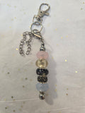 GS11 Pastel and Black Beaded Keychain in Silver