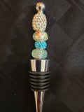 W15 Turquoise Christmas Beaded Wine Bottle Stopper