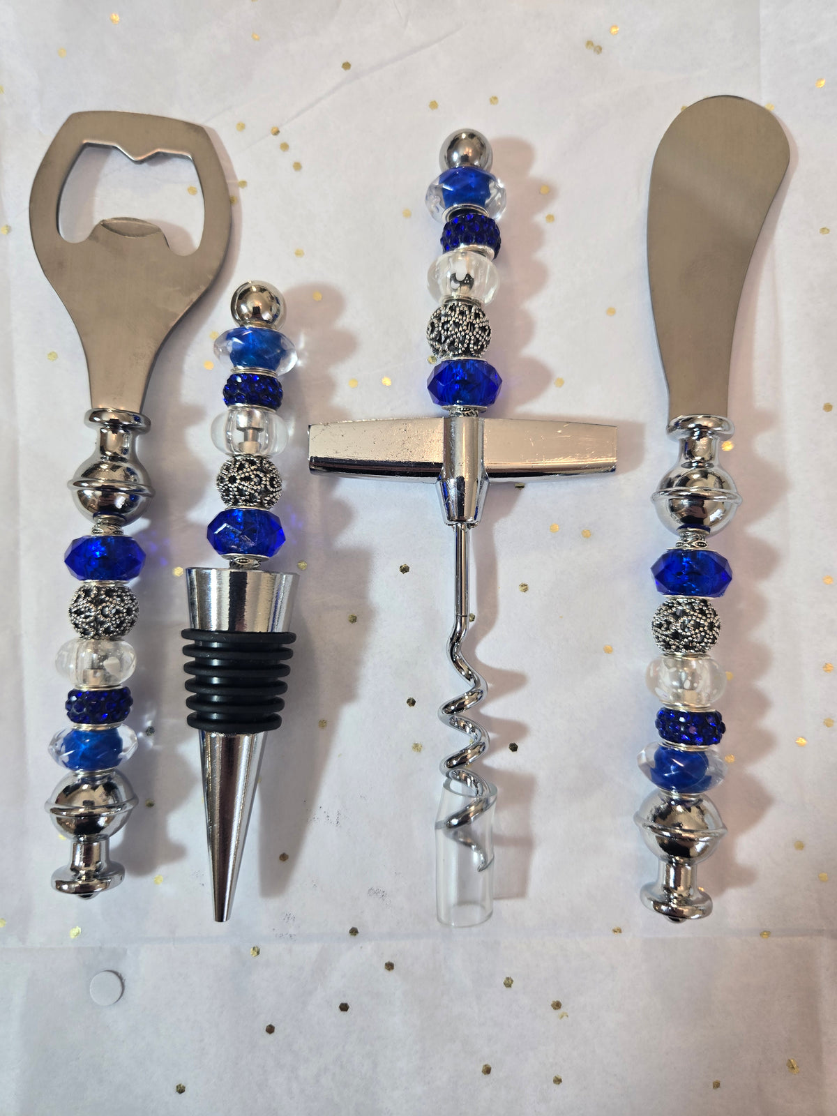 Set3 Hanukkah Beaded Wine and Cheese Serving Set