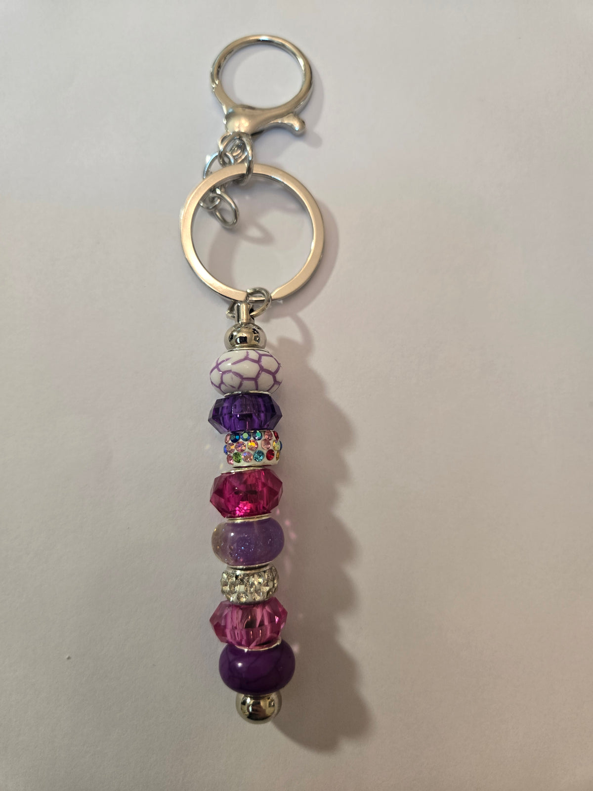 SL22 Magenta and Purple Beaded Keychain