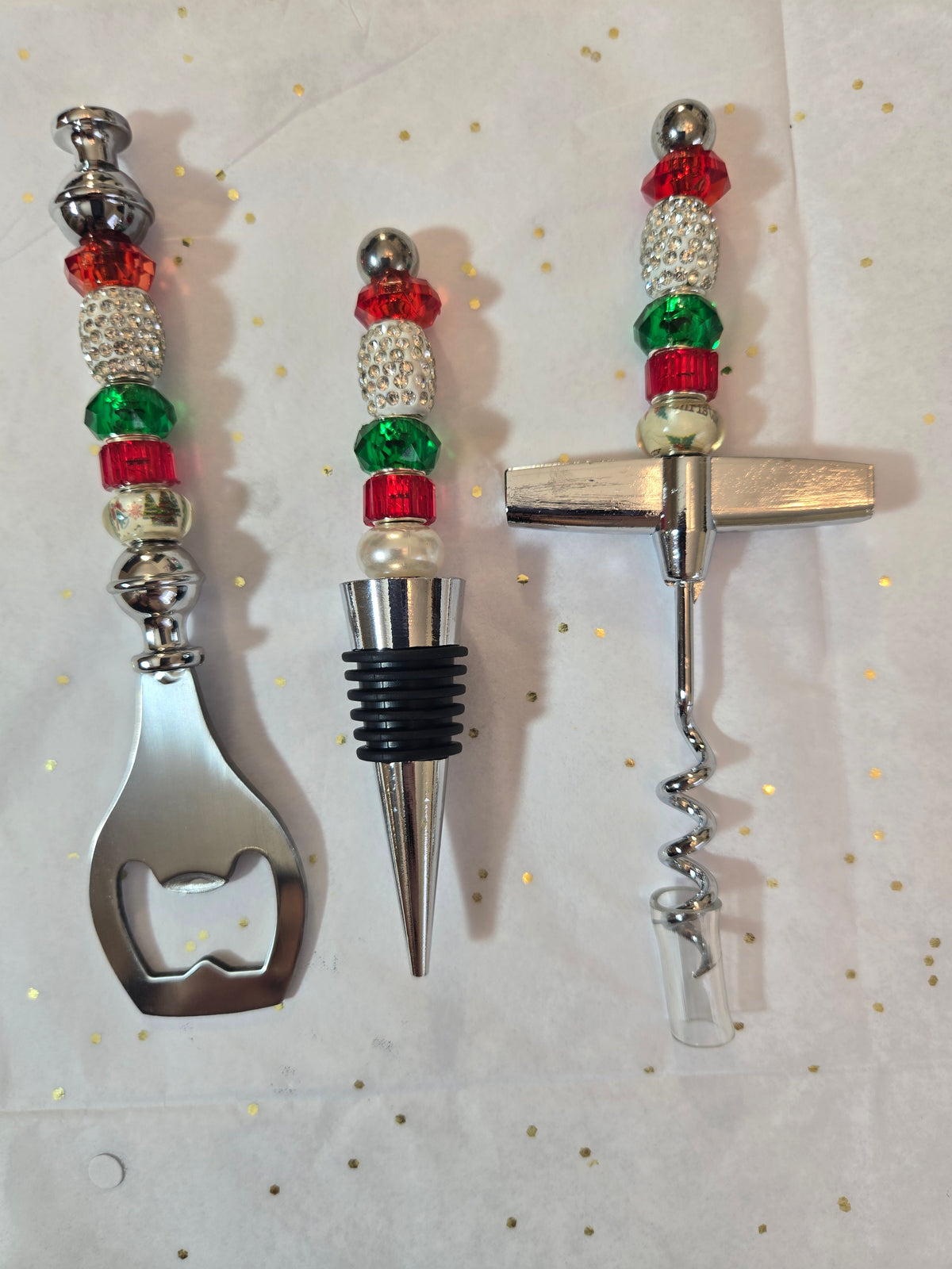 Set2 Christmas Beaded Barware Set