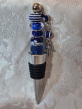 W7 Blue and white wine bottle stopper with eye and hamsa