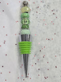 W9 Green Beaded Wine Bottle Stopper