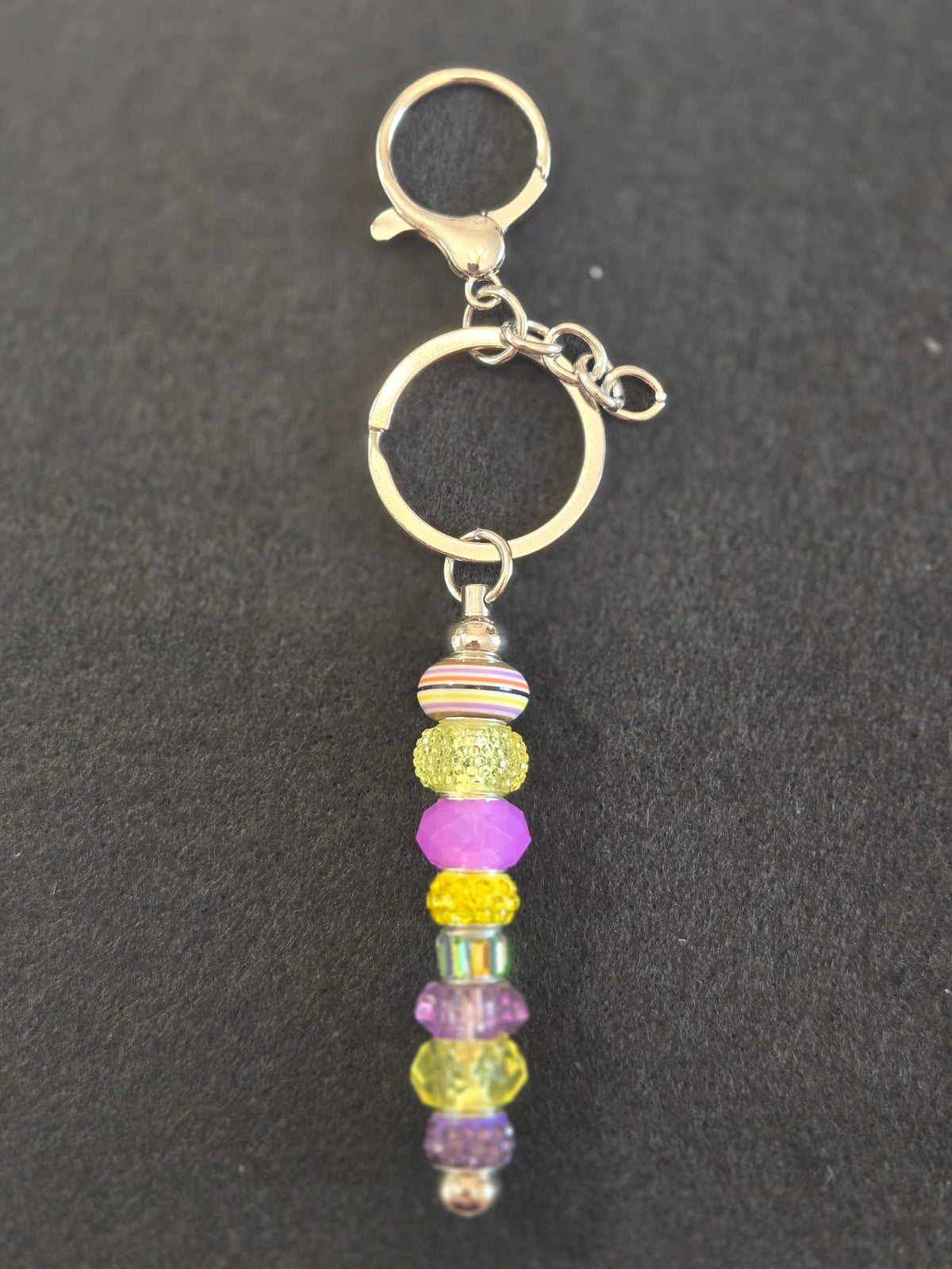 SL16 Purple and Yellow Beaded Keychain