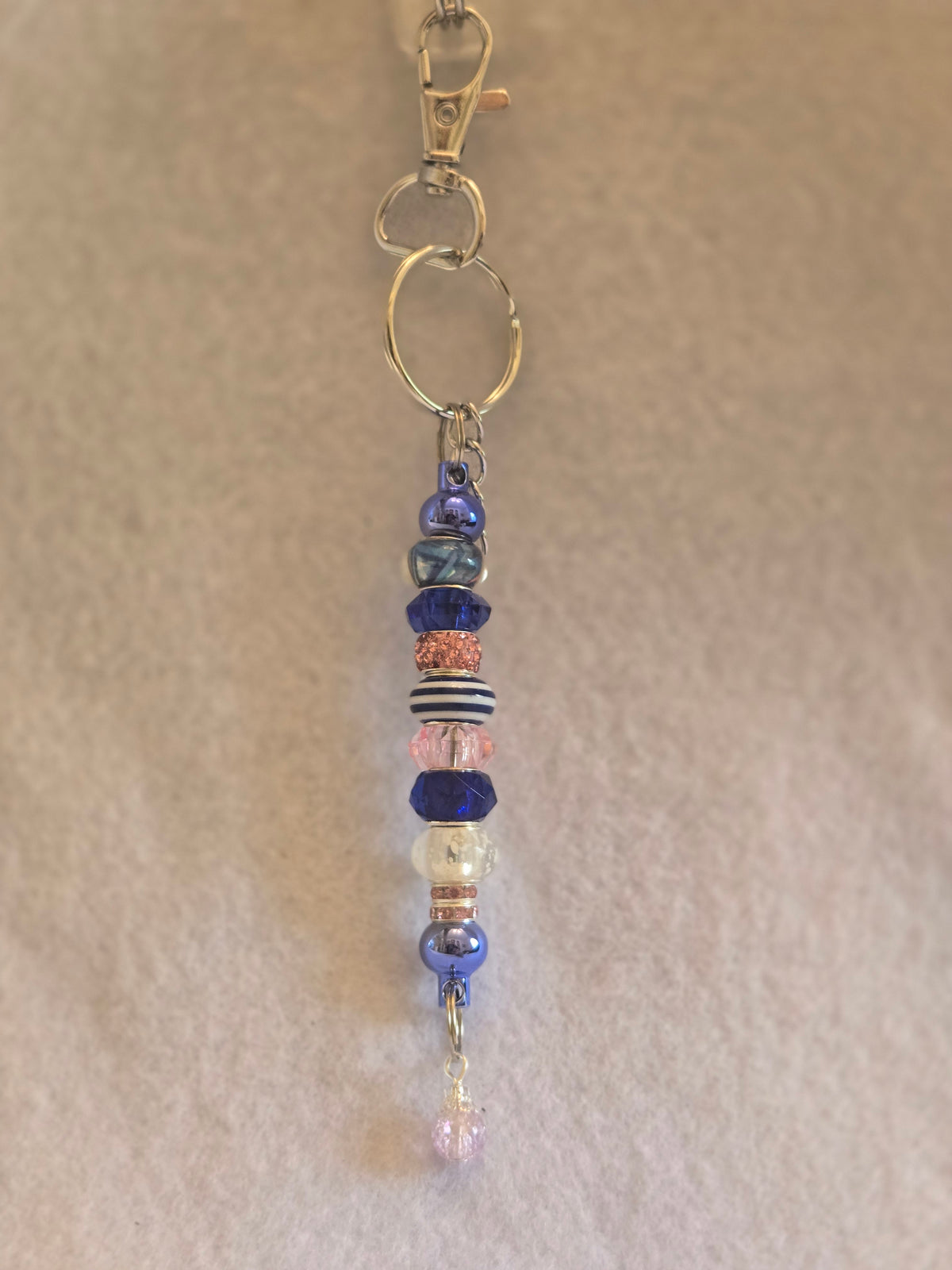 S2-16 Blue and Pink Beaded Keychain