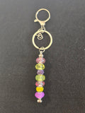 SL7 Pink, Yellow, and Purple Beaded Keychain