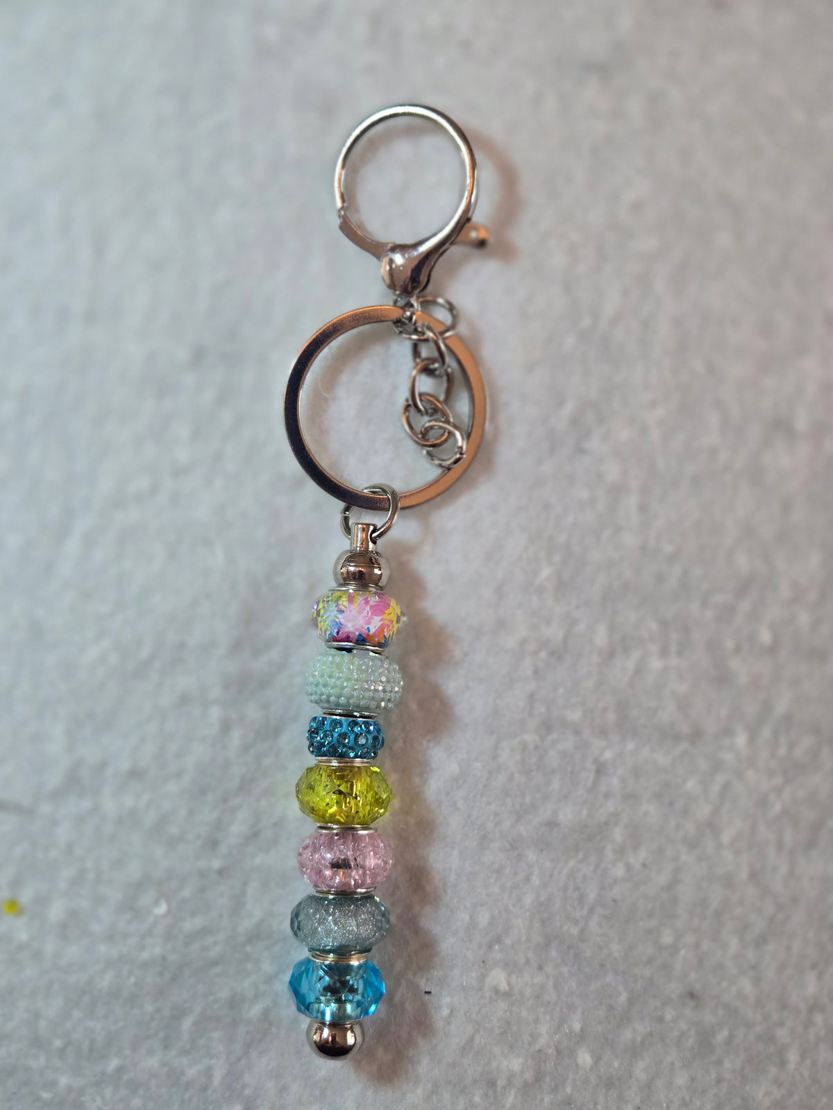 SL18 Pink, Turquoise, Yellow Beaded Keychain