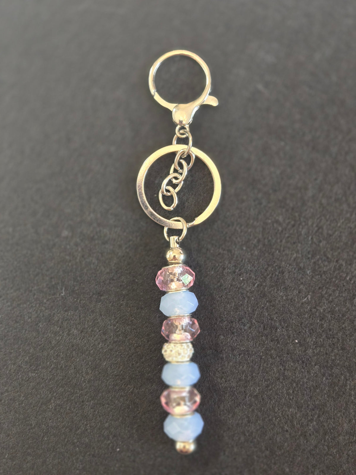 SL9 Pink and Baby Blue Beaded Keychain