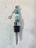 W8 Turquoise Puppy Paws Beaded Wine Bottle Stopper