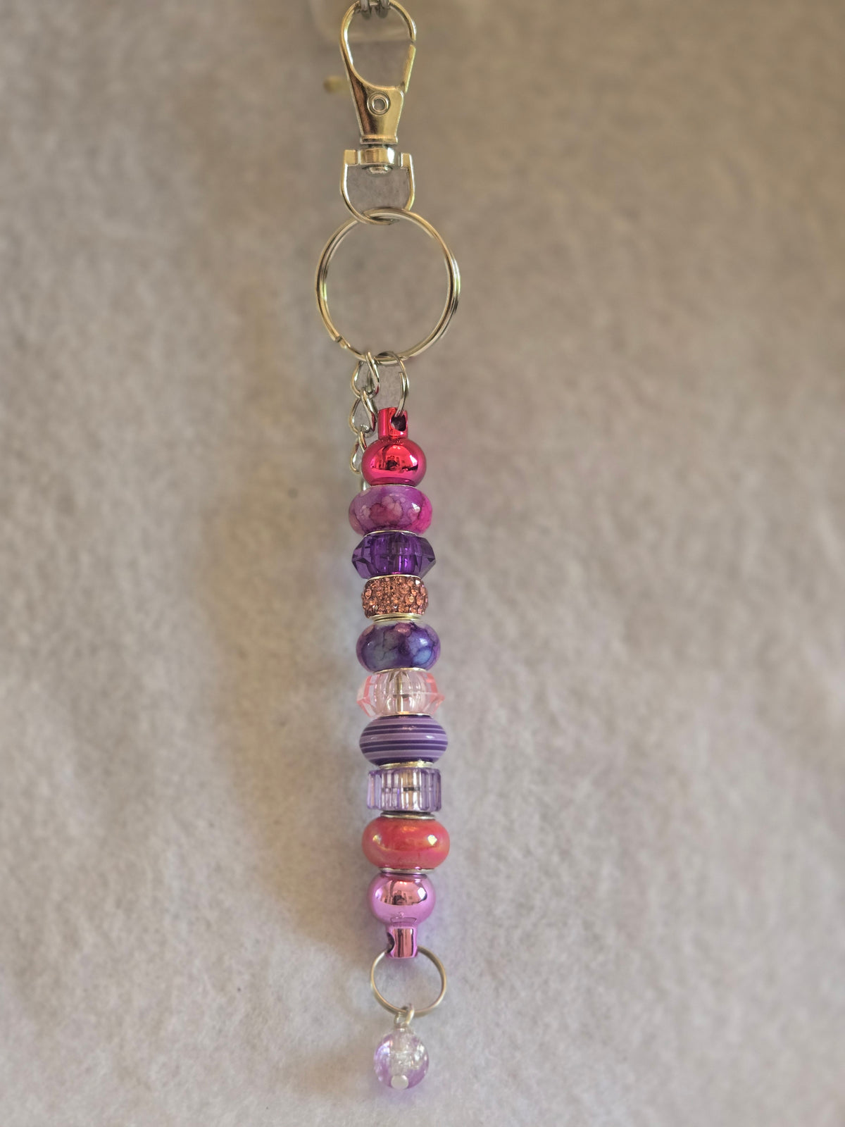 S2-6 Purple and Magenta Beaded Keychain