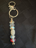 SL38 Blue Christmas Beaded Keychain