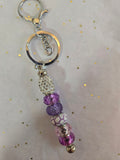 SL32 Purple and White Beaded Keychain