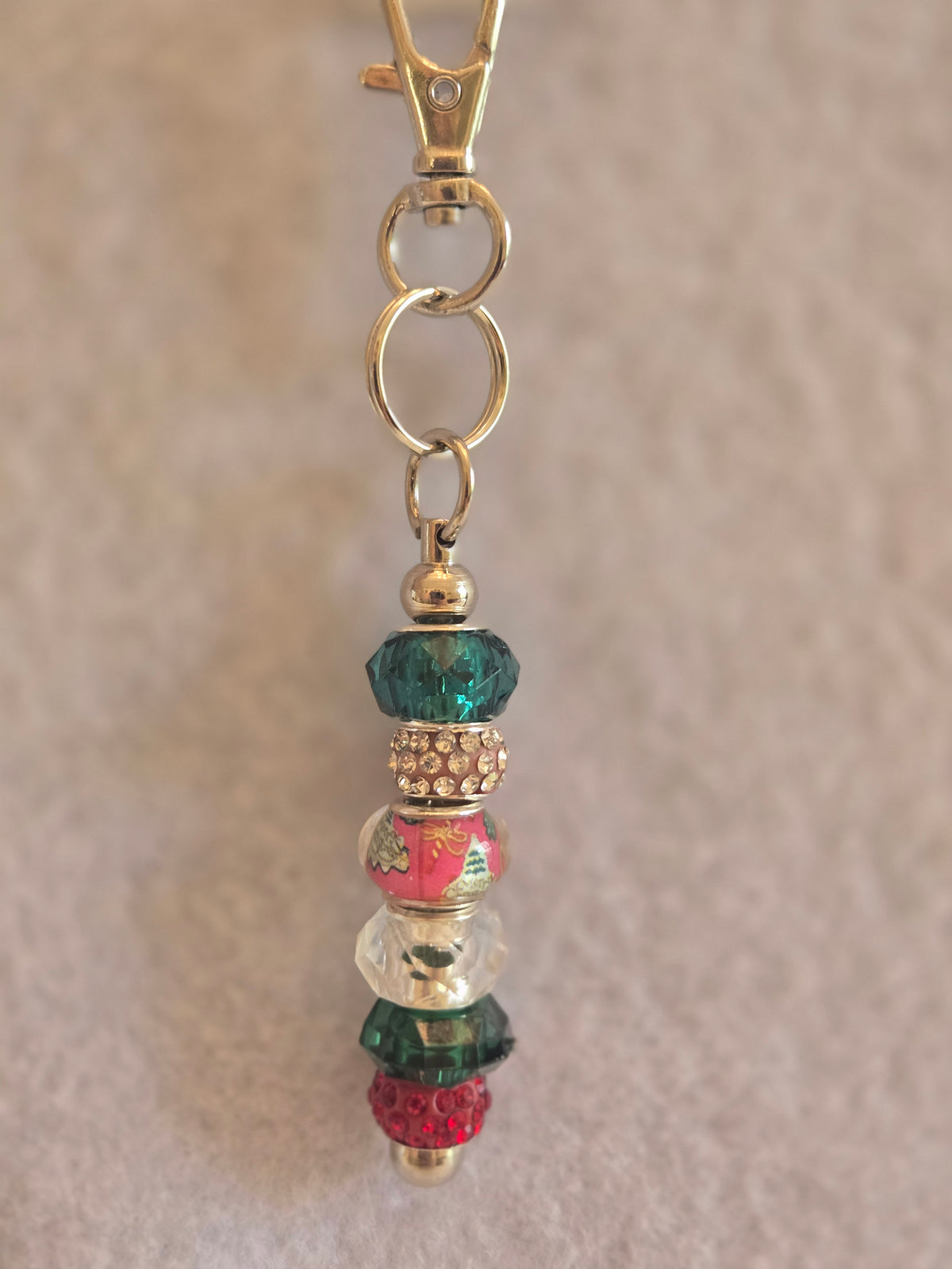 GS5 Christmas Beaded Keychain in Silver
