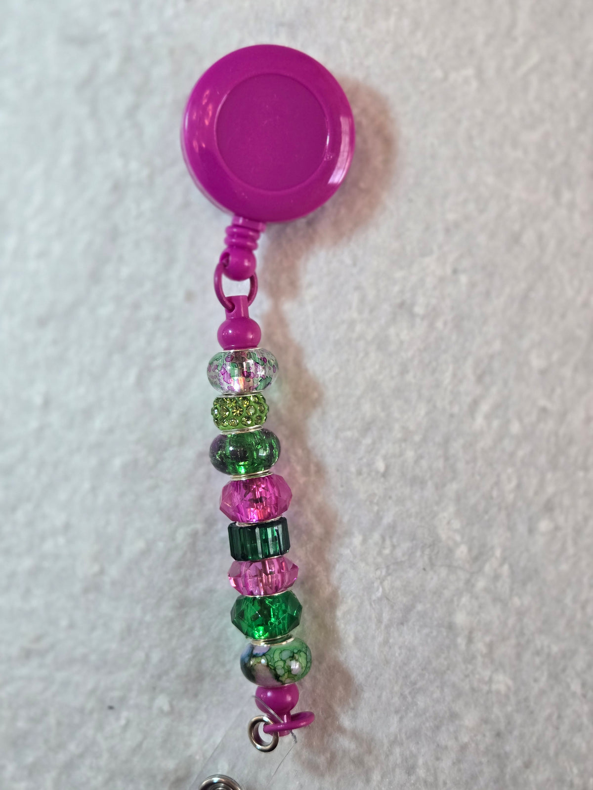 BH5 Magenta and Green Beaded Badge Holder (Magenta Holder)