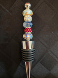 W12 Blue Christmas Beaded Wine Bottle Stopper