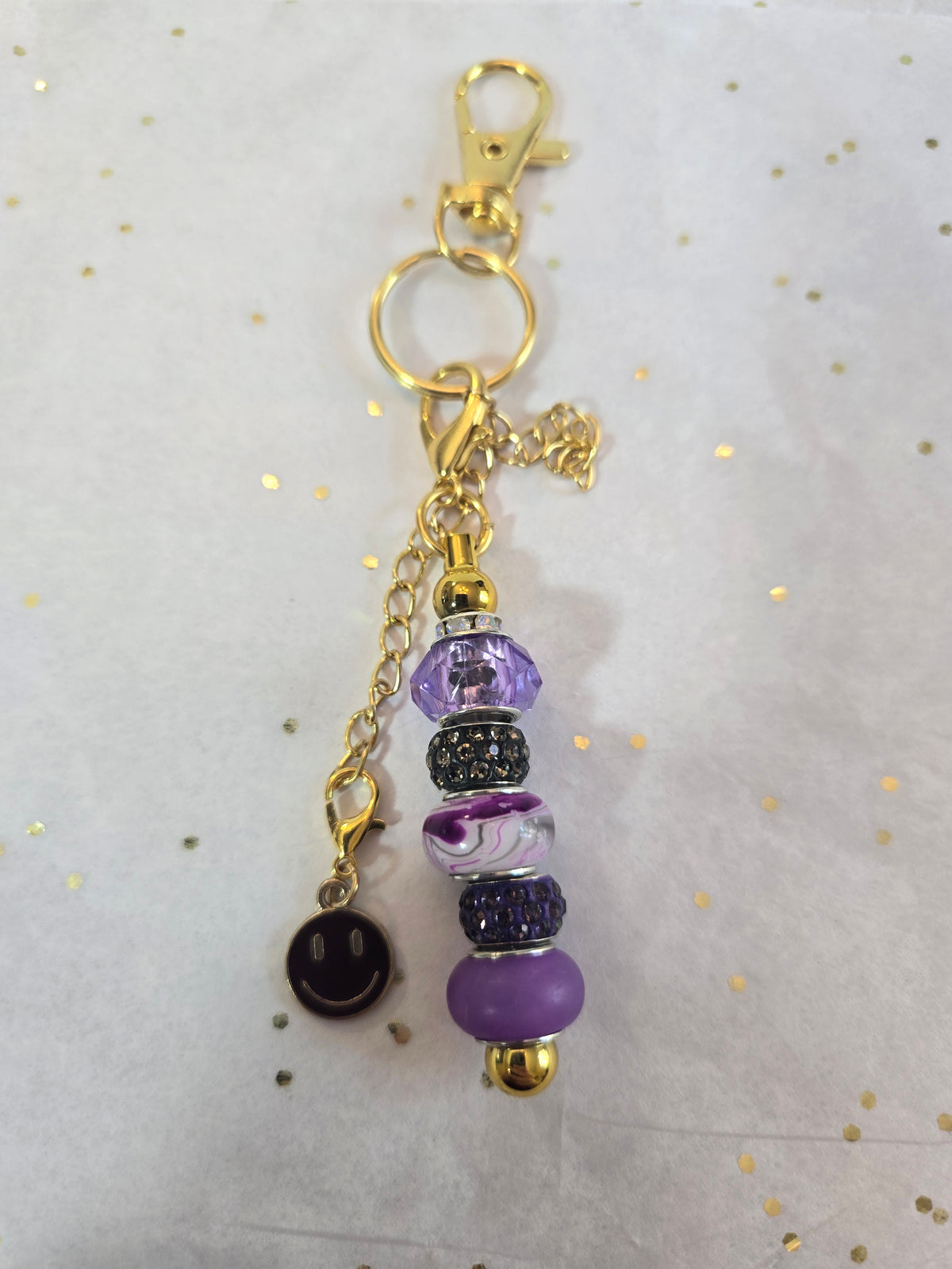 GS12 Purple and Black Short Beaded Keychain