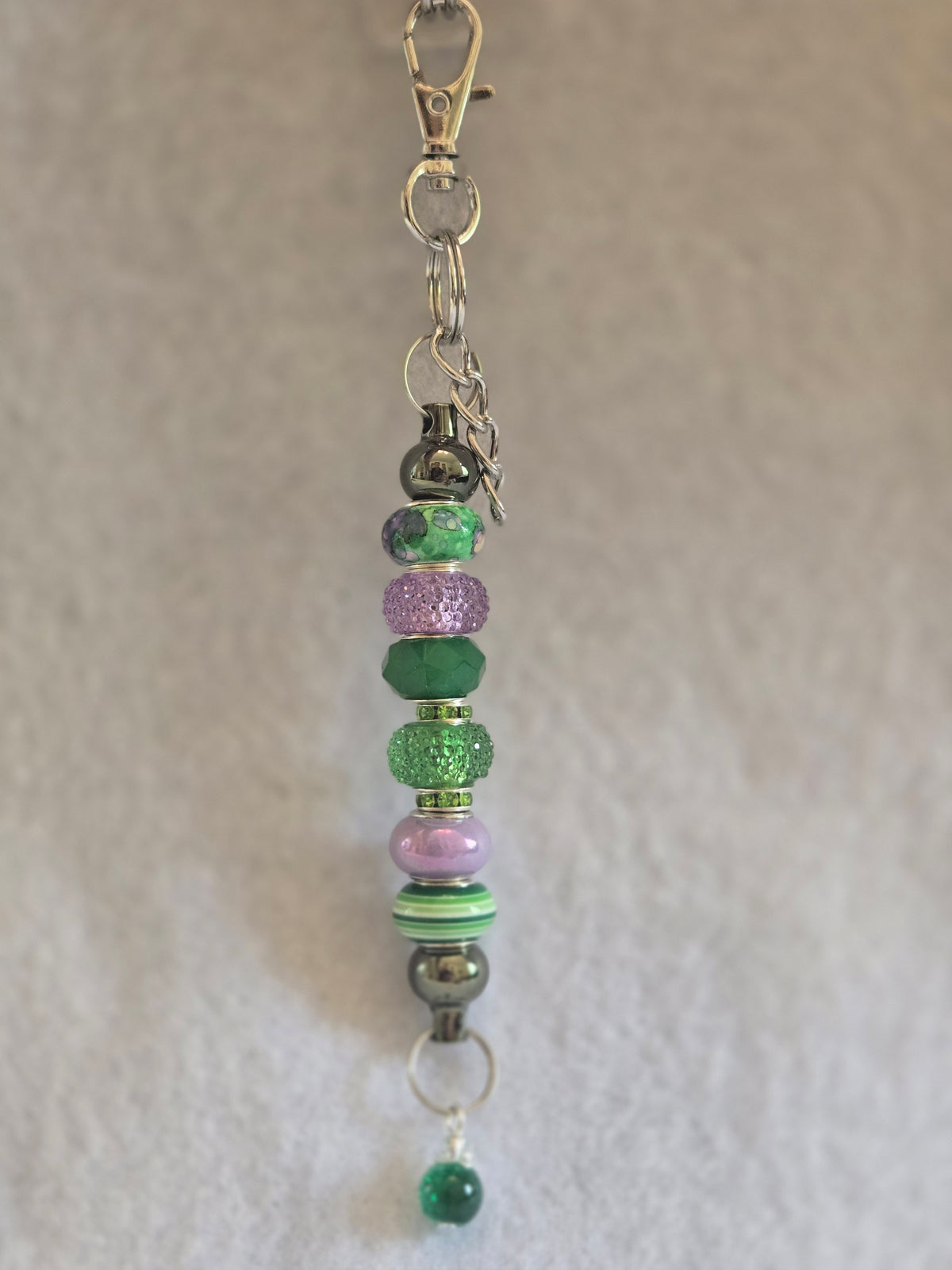 S2-8 Green Peacock Beaded Keychain