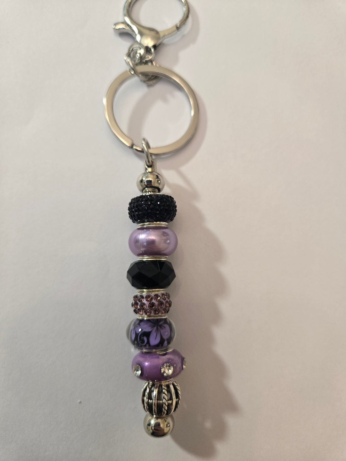 SL23 Black and Purple Beaded Keychain