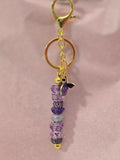 D1 Purple Beaded Keychain with Charms (long)